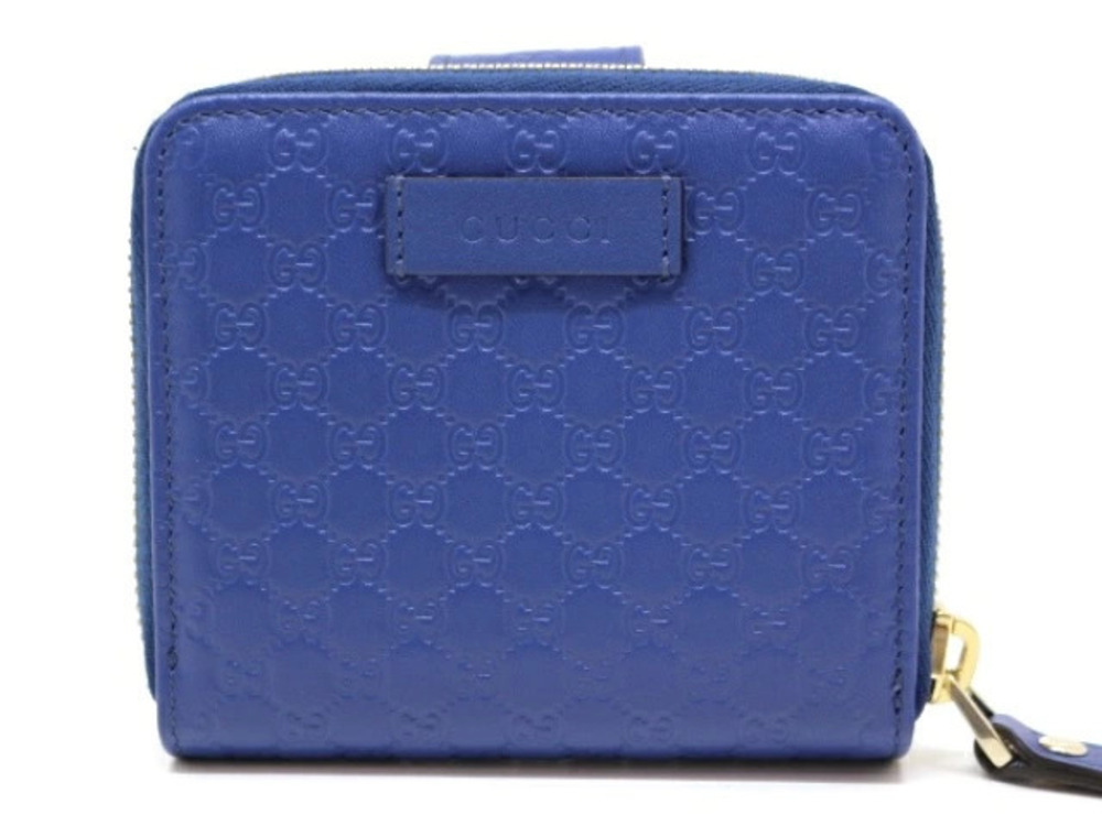 Gucci Microguccissima Bi fold Wallet Compact Blue Calfskin